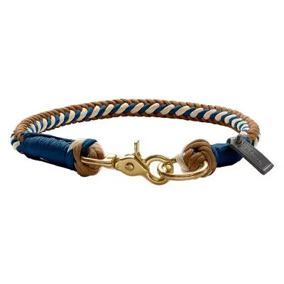 Collar Tinnum de Cuerda Azul-Beige para Mascotas Talla S-M - Elegancia y Comodidad